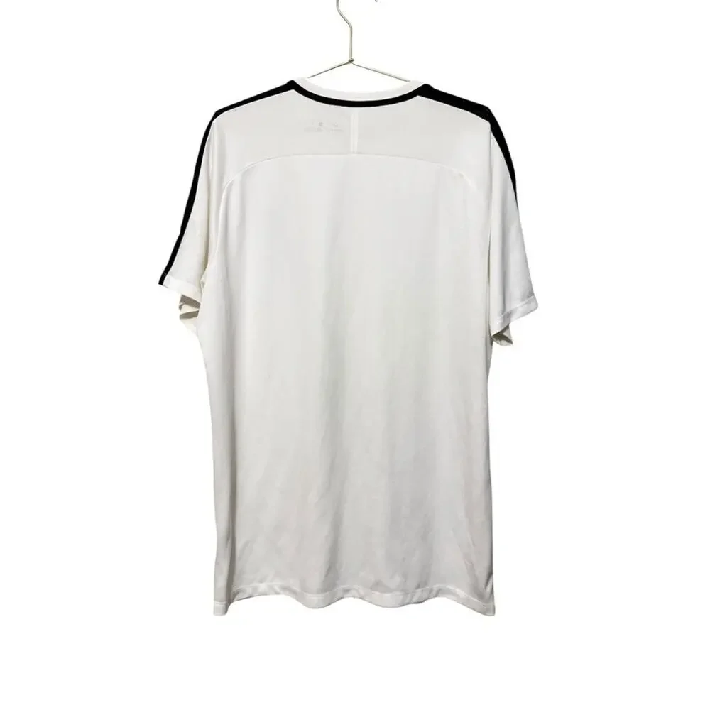 Nike Dri Fit Mens XL White‎ Black Swoosh Athletic T Shirt Short Sleeve
